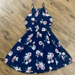 Navy floral print dress